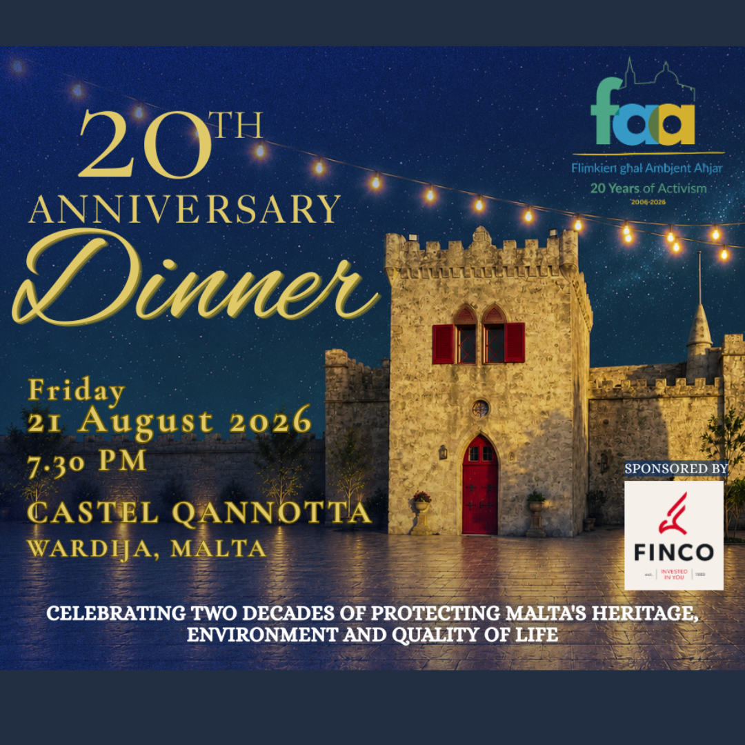 Celebrating 20 Years of Environmental Advocacy in Malta: FAA’s Milestone Anniversary Dinner at Castel Qannotta