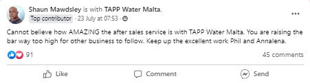 Are you being served Malta - This is what they say about TAPP Water in Malta